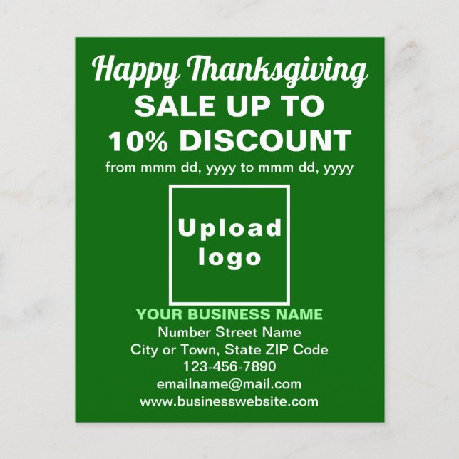 Business Thanksgiving Sale on Green Flyer (Front)