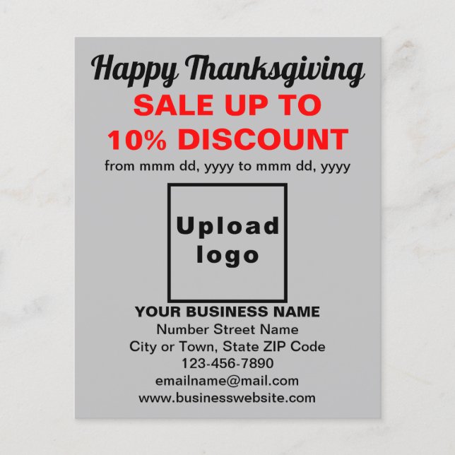 Business Thanksgiving Sale on Grey Flyer (Front)