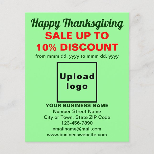 Business Thanksgiving Sale on Light Green Flyer (Front)