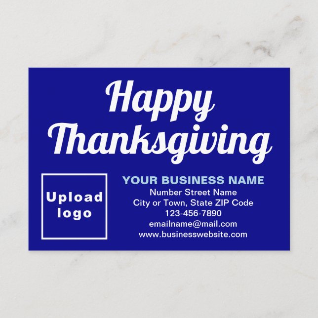Business Thanksgiving Small Blue Flat Greeting Card (Front)