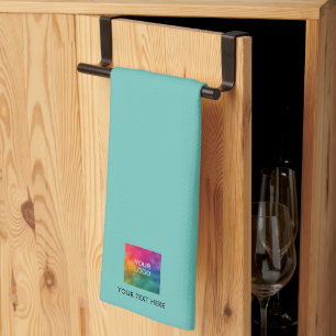 Business Upload Logo Name Template Light Teal Tea Towel