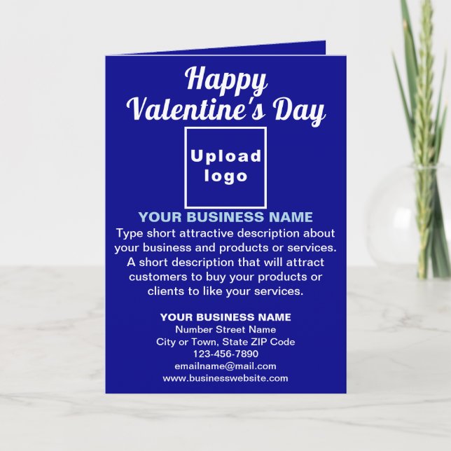 Business Valentine Blue Folded Greeting Card (Front)