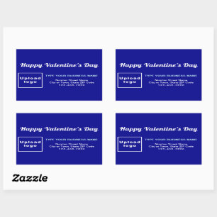 Business Valentine Greeting on Blue Rectangular Sticker