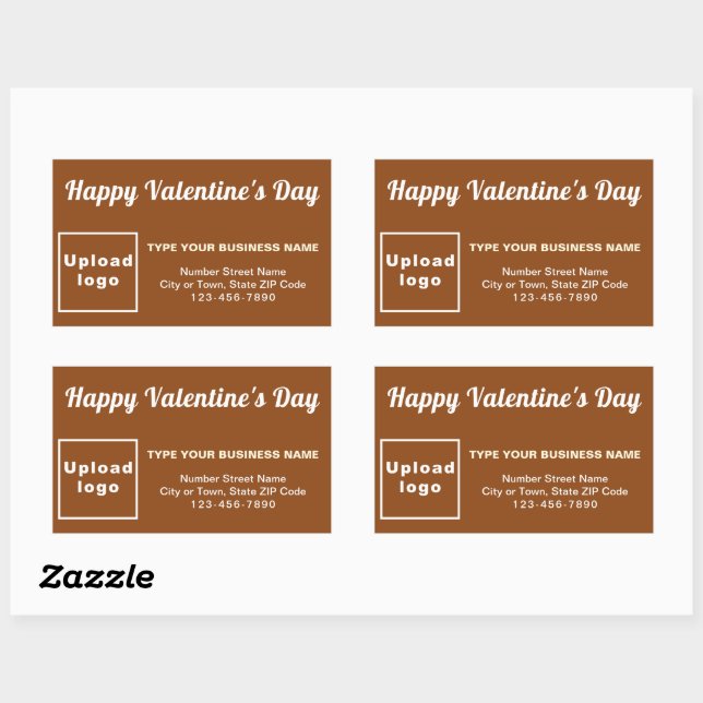 Business Valentine Greeting on Brown Rectangular Sticker (Sheet)