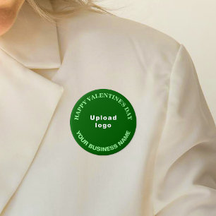 Business Valentine Greeting on Green Round Button