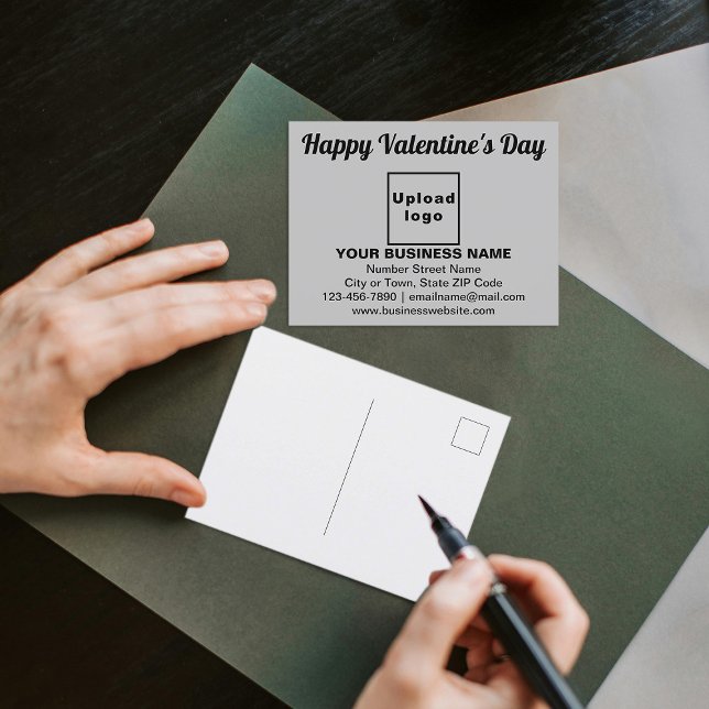 Business Valentine Greeting on Grey Postcard (Business brand with Valentine greeting on gray postcard to advertise your business.)