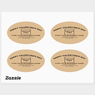 Business Valentine Greeting on Light Brown Oval Sticker