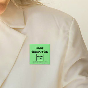 Business Valentine Greeting on Light Green Square 15 Cm Square Badge