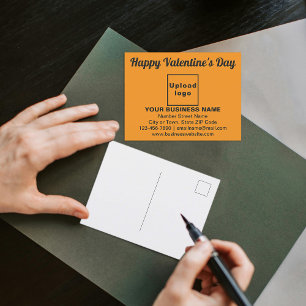 Business Valentine Greeting on Orange Colour Postcard