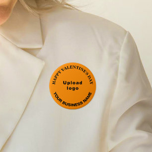 Business Valentine Greeting on Orange Colour Round 7.5 Cm Round Badge