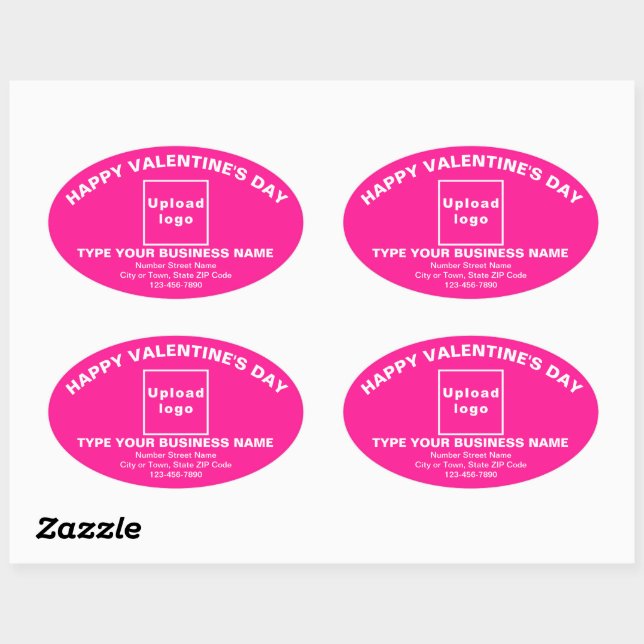 Business Valentine Greeting on Pink Oval Sticker (Sheet)