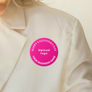 Business Valentine Greeting on Pink Round Button