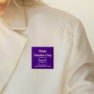Business Valentine Greeting on Purple Square 15 Cm Square Badge