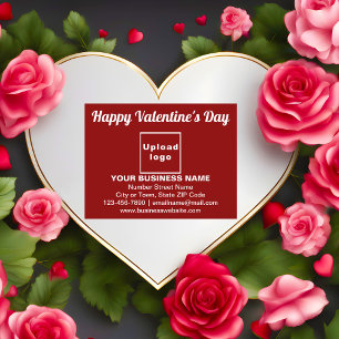 Business Valentine Greeting on Red Postcard