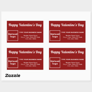 Business Valentine Greeting on Red Rectangular Sticker