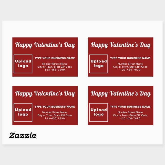 Business Valentine Greeting on Red Rectangular Sticker (Sheet)