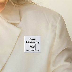 Business Valentine Greeting on White Square Button