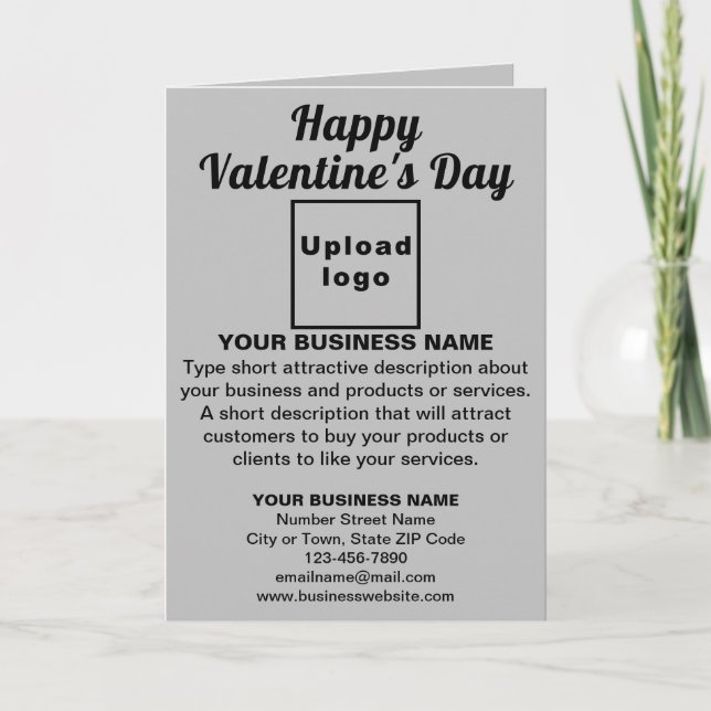 Business Valentine Grey Folded Greeting Card (Front)