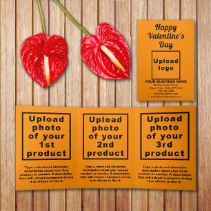 Business Valentine Orange Colour Trifold Card