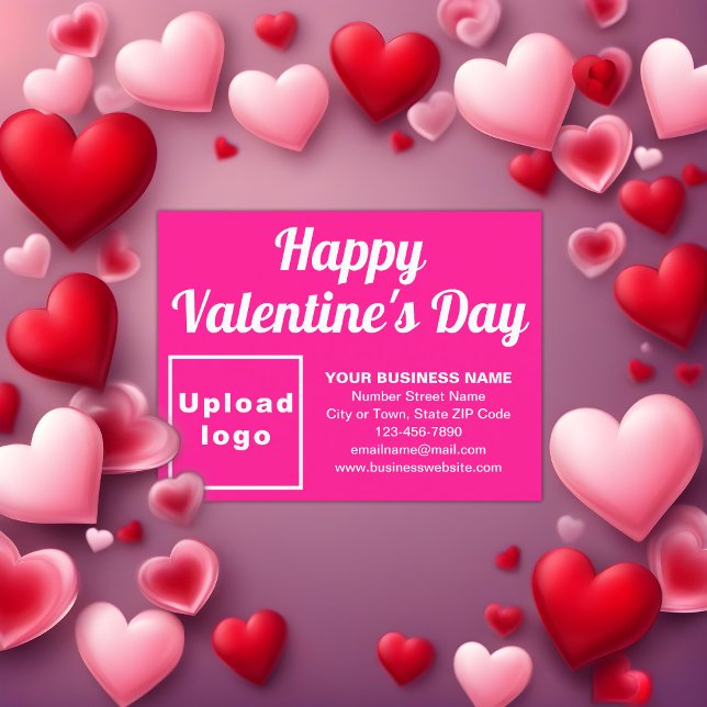 Business Valentine Pink Holiday Postcard (Business Valentine pink holiday postcard to advertise your business this Valentine's Day.)