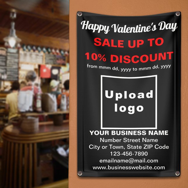 Business Valentine Sale on Black Banner (Business Valentine sale on black banner. Signage to attract more customers.)