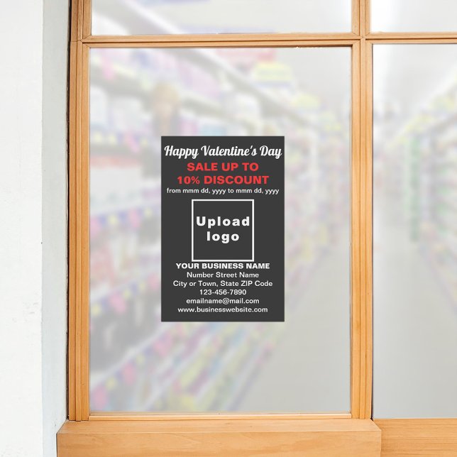Business Valentine Sale on Black Photo Paper Print (Business Valentine sale on black photo paper on store window. Signage to attract more customers.)
