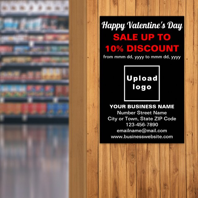 Business Valentine Sale on Black Poster (Business Valentine sale on black poster. Signage to attract more customers.)