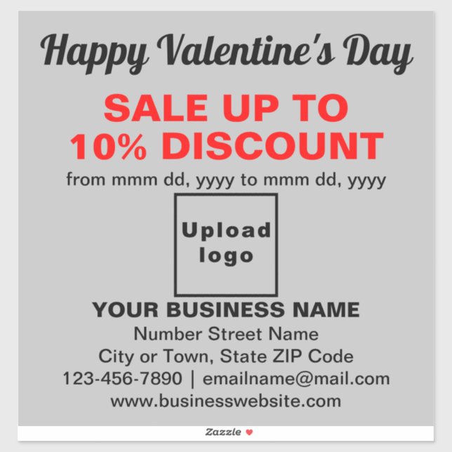 Business Valentine Sale on Grey Vinyl Sticker (Sheet)