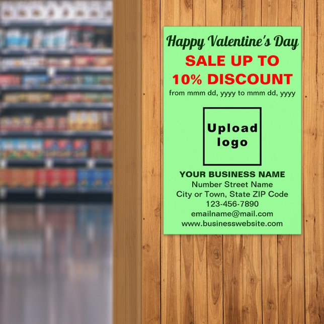 Business Valentine Sale on Light Green Poster (Business Valentine sale on light green poster. Signage to attract more customers.)