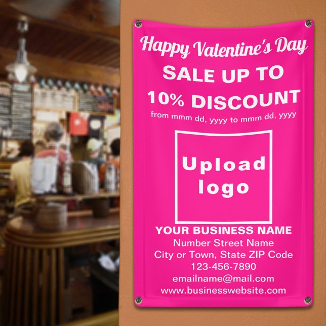Business Valentine Sale on Pink Banner (Business Valentine sale on pink banner. Signage to attract more customers.)