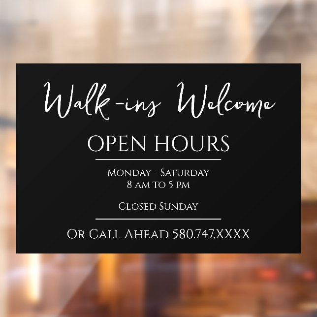 Business Walk-ins Welcome and Open Hours (Sheet 2)