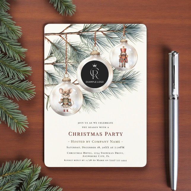 Business Watercolor Nutcracker Christmas Ornaments Holiday Card (Creator Uploaded)