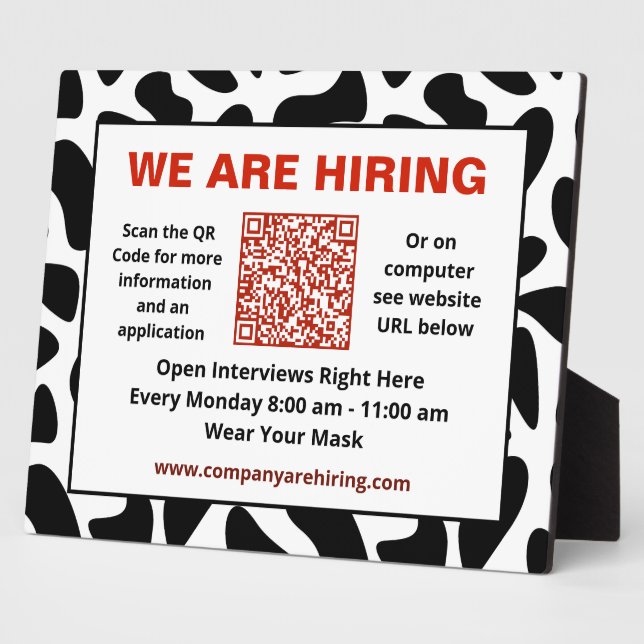 Business We Are Hiring QR Code Personalise Plaque (Side)
