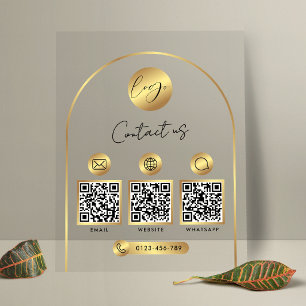 Business Website Info Gold Logo QR Code Clear Acrylic Sign