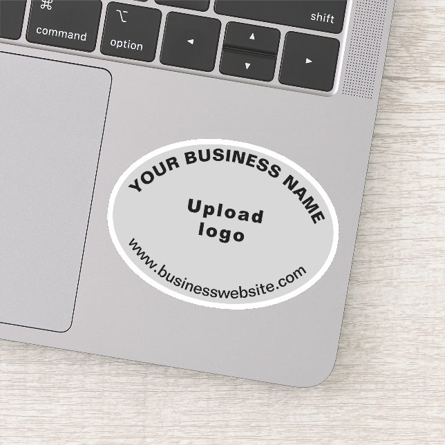 Business Website on Grey Oval Shape Vinyl Sticker (Detail)