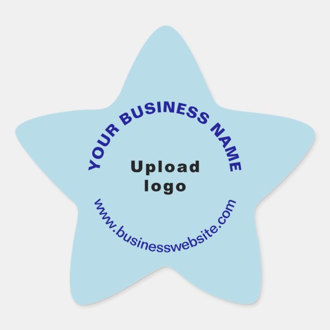 Business Website on Light Blue Star Shape Sticker (Front)