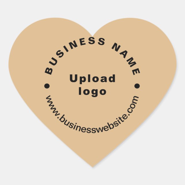 Business Website on Light Brown Heart Sticker (Front)