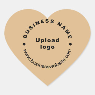 Business Website on Light Brown Heart Sticker