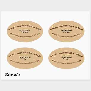 Business Website on Light Brown Oval Shape Sticker