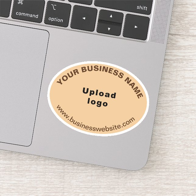 Business Website on Light Brown Oval Shape Vinyl (Detail)