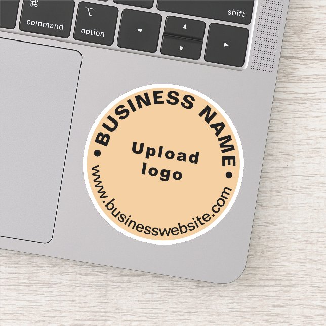 Business Website on Light Brown Round Vinyl (Detail)