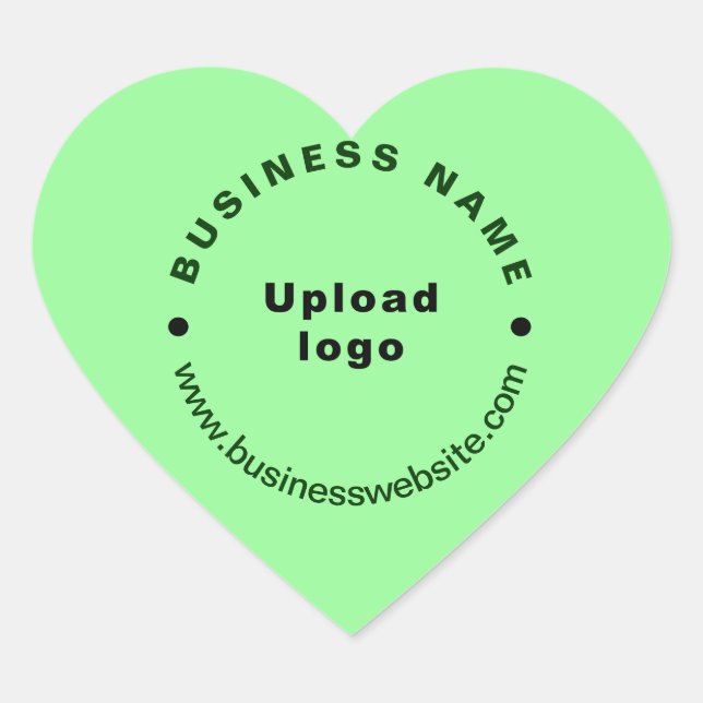 Business Website on Light Green Heart Sticker (Front)