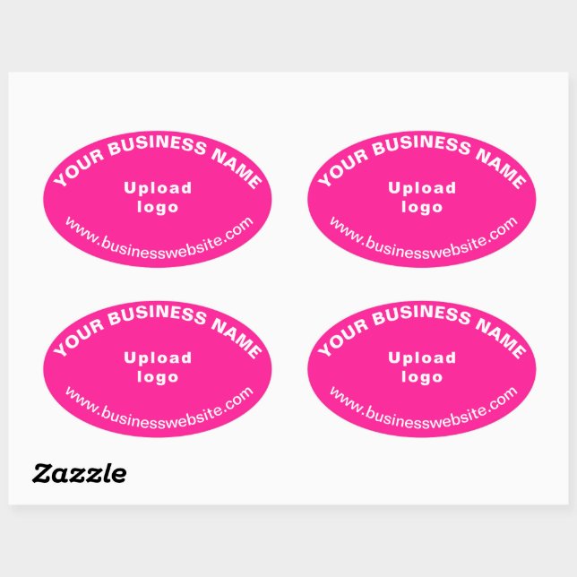 Business Website on Pink Oval Shape Sticker (Sheet)