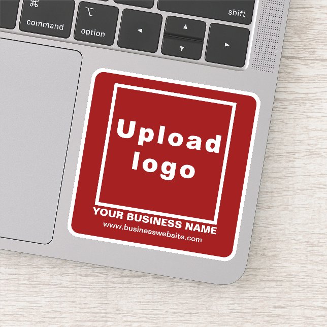 Business Website on Red Square Vinyl Sticker (Detail)
