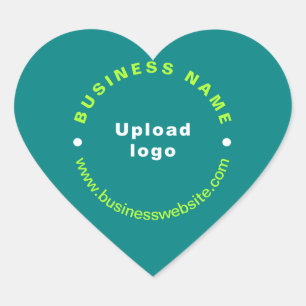 Business Website on Teal Green Heart Shape Sticker