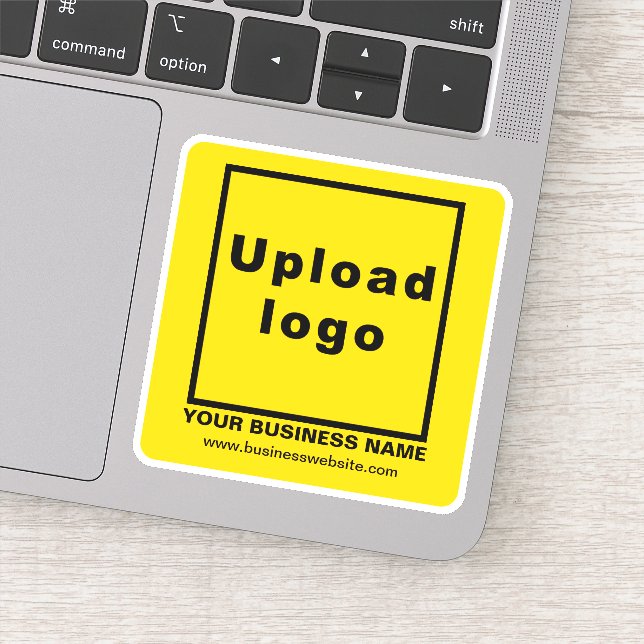 Business Website on Yellow Square Vinyl Sticker (Detail)