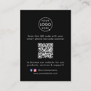 Business Website QR Code Scan Me Modern Black Card