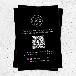 Business Website   QR Code Scan Me Modern Black Enclosure Card