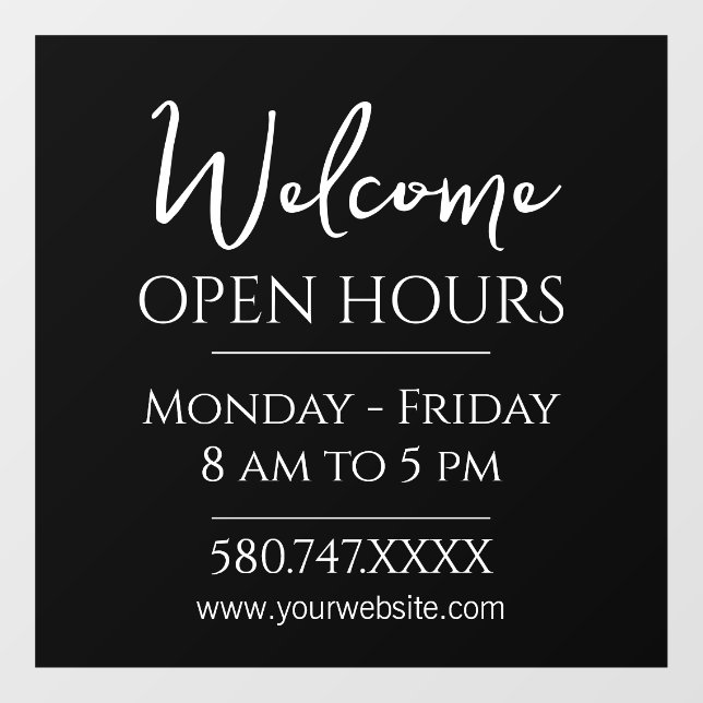 Business Welcome and Open Hours (Sheet)