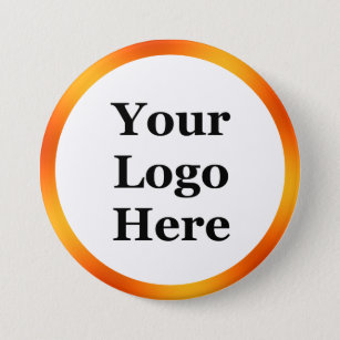 Business White and Orange Template Your Logo Here 7.5 Cm Round Badge